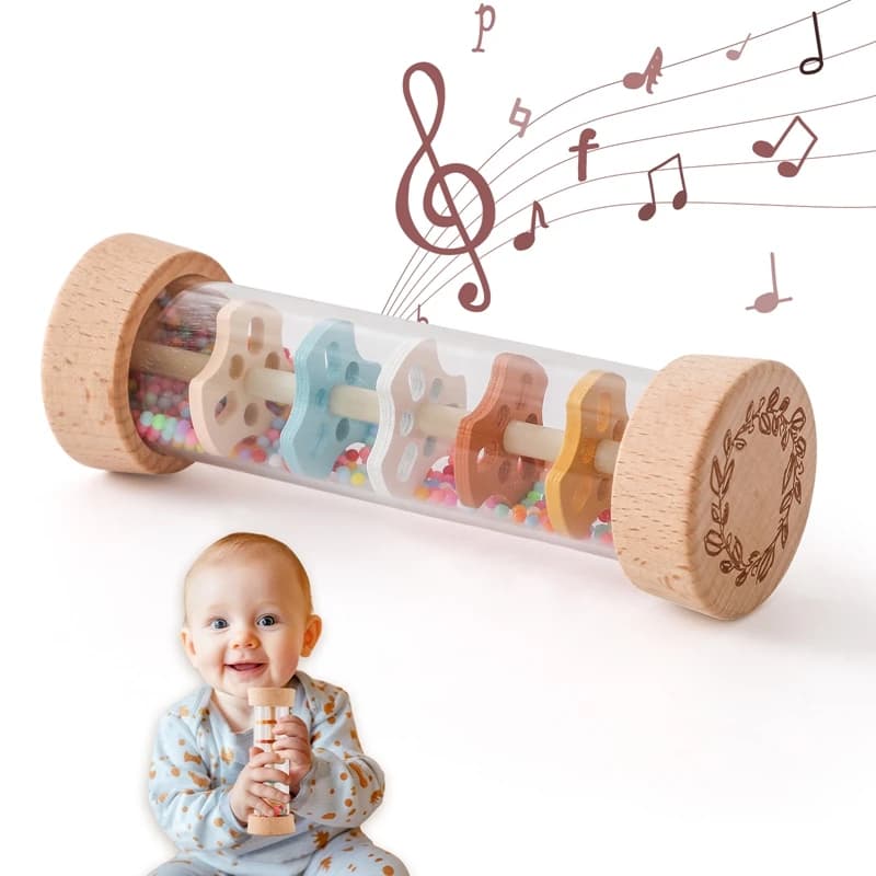 Melodyjna Tęcza Montessori, która przy każdym przechyleniu zamienia się w magiczną, kojącą melodię deszczu i szumu